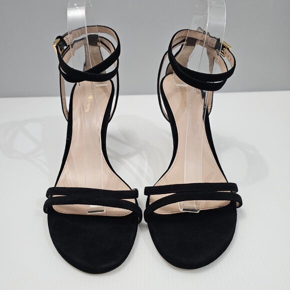 NEW Stuart Weitzman Lexie Sandal Heel Wraparound Ankle Black Suede Size 9.5 - Picture 4 of 14